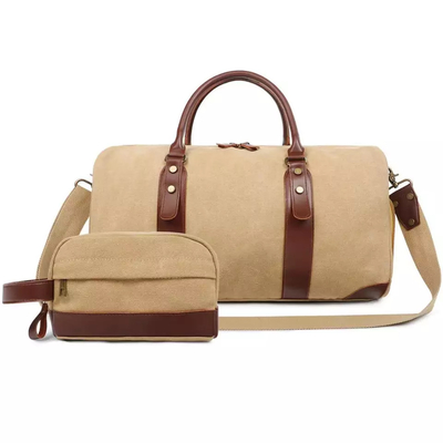 comprar Bolso de viaje de piel de lienzo para hombres mejorado con artículos de tocador online manufacture