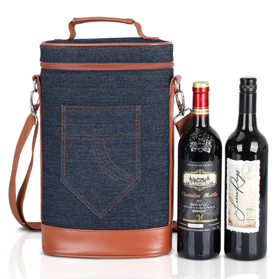 comprar Bolsas de refrigeración de vino aisladas de denim Queso Tote 2 botellas Picnic 8.5x3.8x14