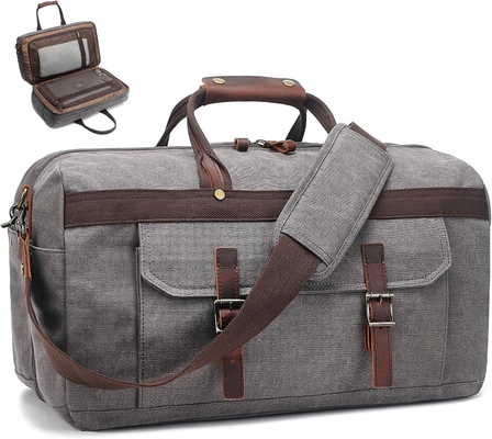 comprar Personalización de gran capacidad impermeable de cuero genuino lienzo de noche bolsa de viaje de fin de semana online manufacture