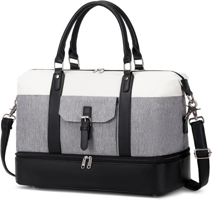 comprar Largo de lienzo de fin de semana plegable de transporte de viajes bolso con compartimiento de zapatos de cuero online manufacture