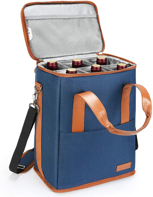 comprar Xl Bolsa de refrigeración aislada personalizada para comestibles 6 botellas de vino 8.6X7.1X12.5