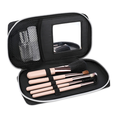 comprar Pequeña bolsa cosmética de lujo personalizada maquillaje de cuero negro bolso de mujeres 7X1X3.9 pulgadas online manufacture