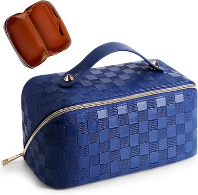 comprar Bolso portátil de viaje cosmético de cuadrado de cuadros a prueba de agua con mango y divisor online manufacture