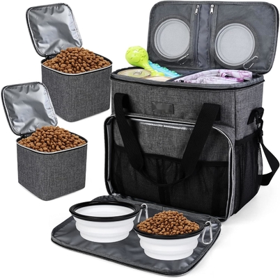comprar Saco de viaje para perros y gatos con 2 contenedores de alimentos para mascotas y 2 cuencos plegables de silicona online manufacture