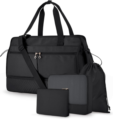 comprar Bolsa de noche de fin de semana de 40L Negro de gran tamaño de yoga personalizado con bolsillos de zapatos online manufacture