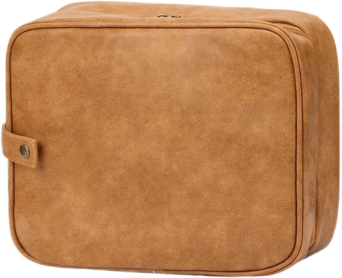 comprar 3 en 1 maquillaje ropa de baño bolsa de viaje de cuero marrón resistente al agua colgando con ganchos online manufacture
