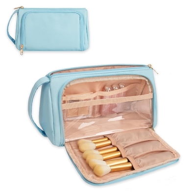 comprar Maquillaje impermeable Toileteria Bolso de viaje portátil de cuero PU azul online manufacture