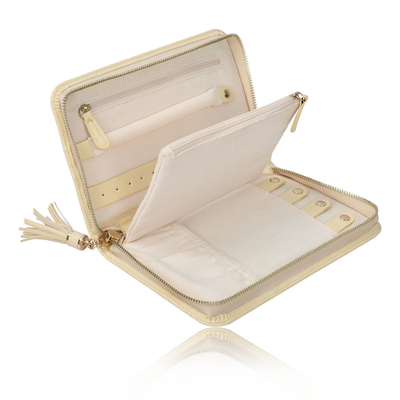 comprar Bolsa de viaje de joyería de cuero vegetariano organizador de almacenamiento 9x6x1.5 