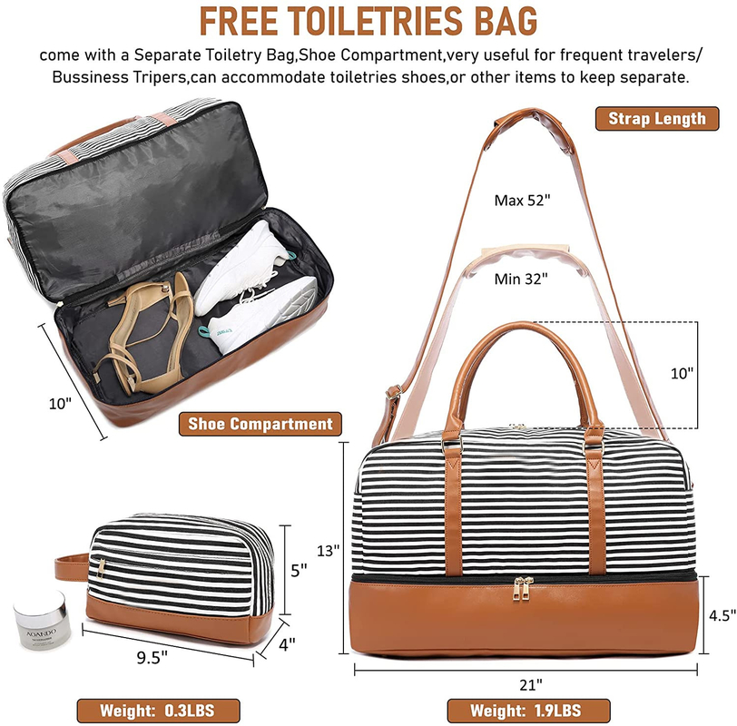 Envases de viaje para hombres bolsas de viaje equipaje para llevar durante el fin de semana Tote 16.2x14.5x8 