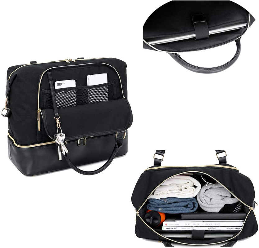 Bolso de viaje de cuero para hombres y mujeres con manga de carrito 17.3x14.5x8.3