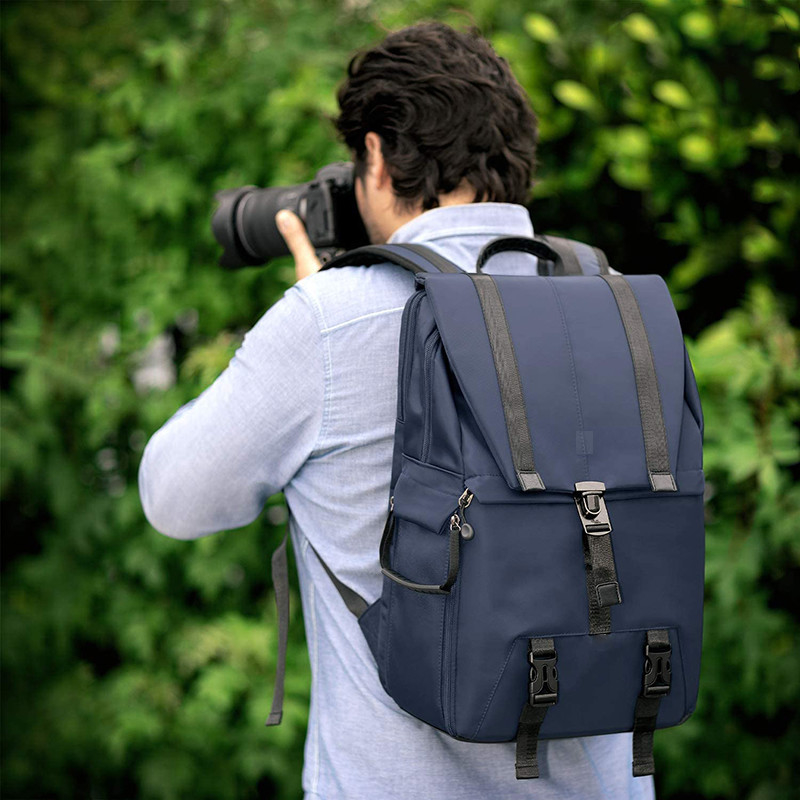 Mochila de viaje personalizada resistente al agua portátil grande y cámara DSLR con porta trípode