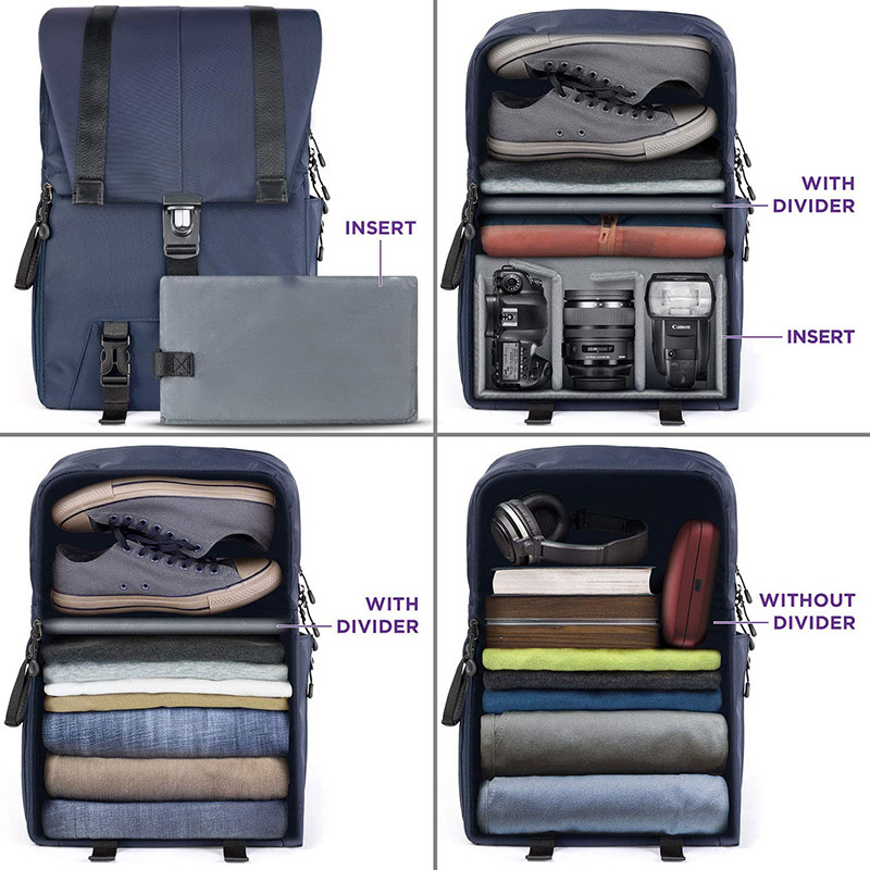Mochila de viaje personalizada resistente al agua portátil grande y cámara DSLR con porta trípode