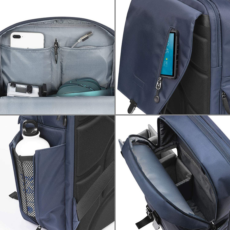 Mochila de viaje personalizada resistente al agua portátil grande y cámara DSLR con porta trípode