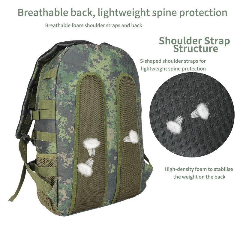 Negro Gran capacidad a prueba de agua Viajes personalizados Mochila táctica militar con cinturón de hombro para hombres