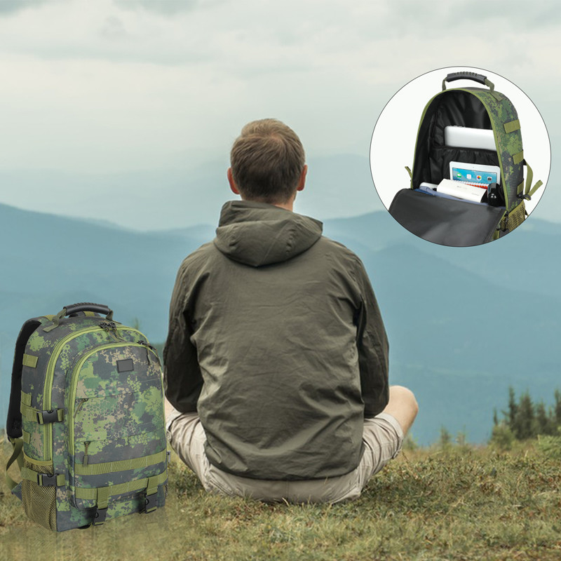 Negro Gran capacidad a prueba de agua Viajes personalizados Mochila táctica militar con cinturón de hombro para hombres