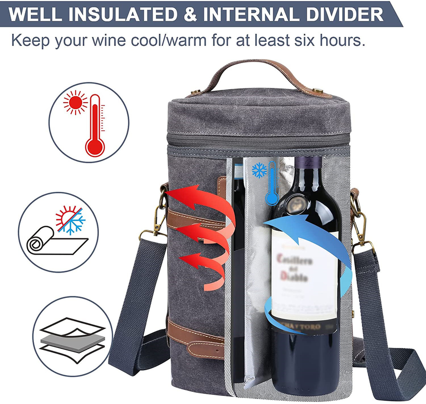 Flexible vino de picnic de trabajo pesado de costumbre aislada bolsa de enfriador Pad divisor botella de agua 8x3x13