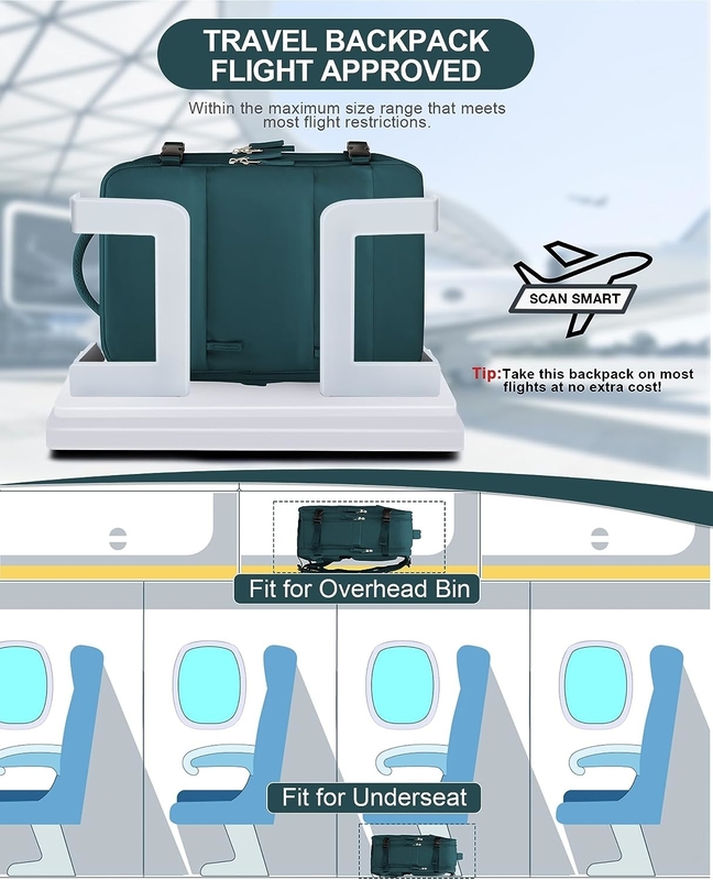 Aerolínea a prueba de agua aprobada Llevar portátil universidad senderismo mochila de viaje con compartimiento de zapatos para mujeres hombres