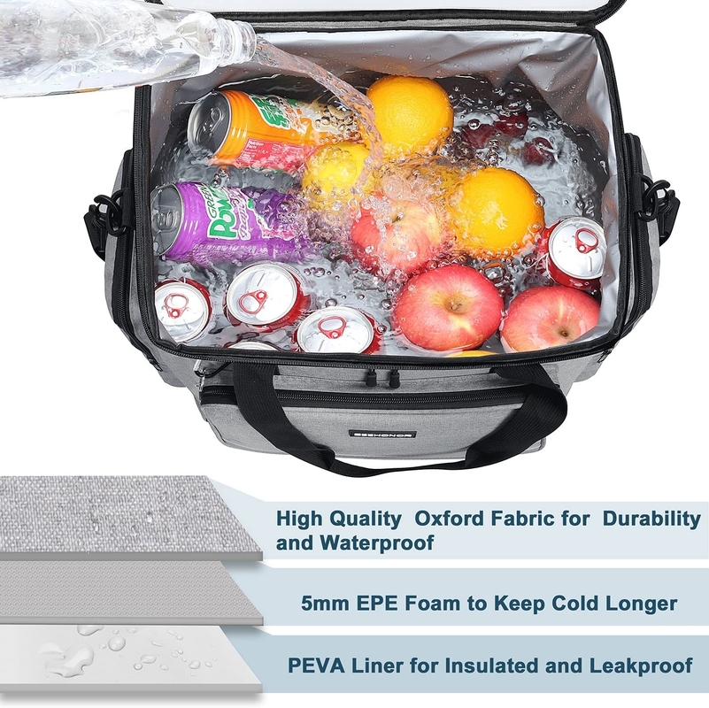 Bolsa de aire acondicionado de bolsa aislada grande de color blanco plateado con cremallera suave para hombres 60Can 0.8kg