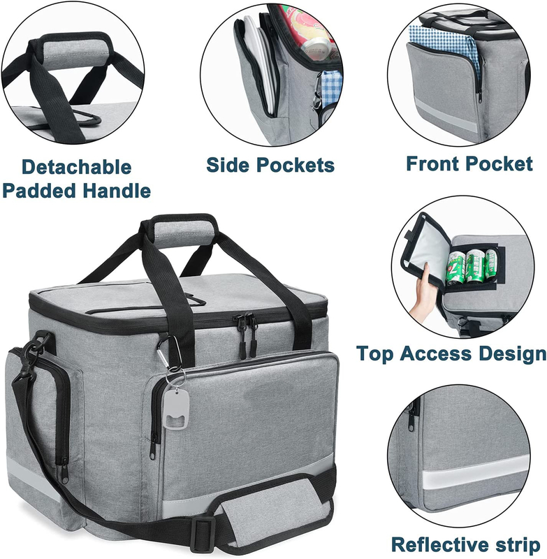 Bolsa de aire acondicionado de bolsa aislada grande de color blanco plateado con cremallera suave para hombres 60Can 0.8kg