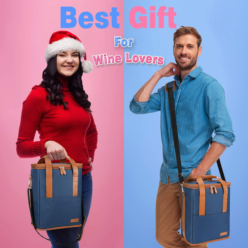 Xl Bolsa de refrigeración aislada personalizada para comestibles 6 botellas de vino 8.6X7.1X12.5