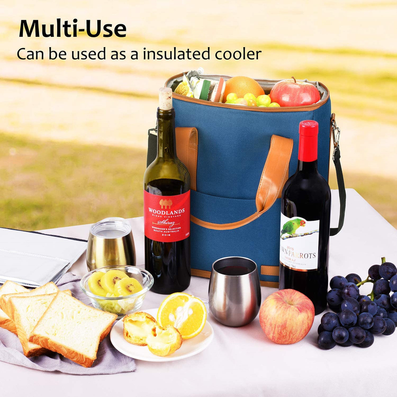 Xl Bolsa de refrigeración aislada personalizada para comestibles 6 botellas de vino 8.6X7.1X12.5