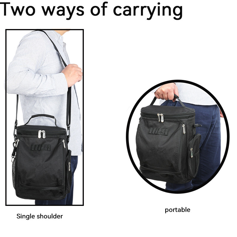 Bolso de golf aislado de 10 latas de unisexo negro de gran capacidad con correa para hombros