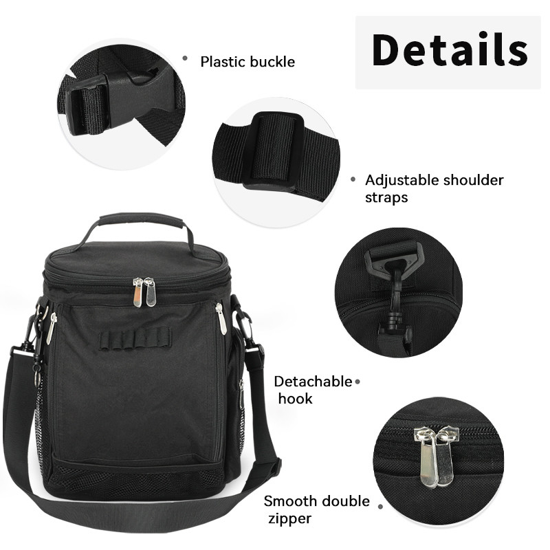 Bolso de golf aislado de 10 latas de unisexo negro de gran capacidad con correa para hombros
