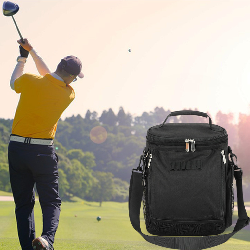 Bolso de golf aislado de 10 latas de unisexo negro de gran capacidad con correa para hombros