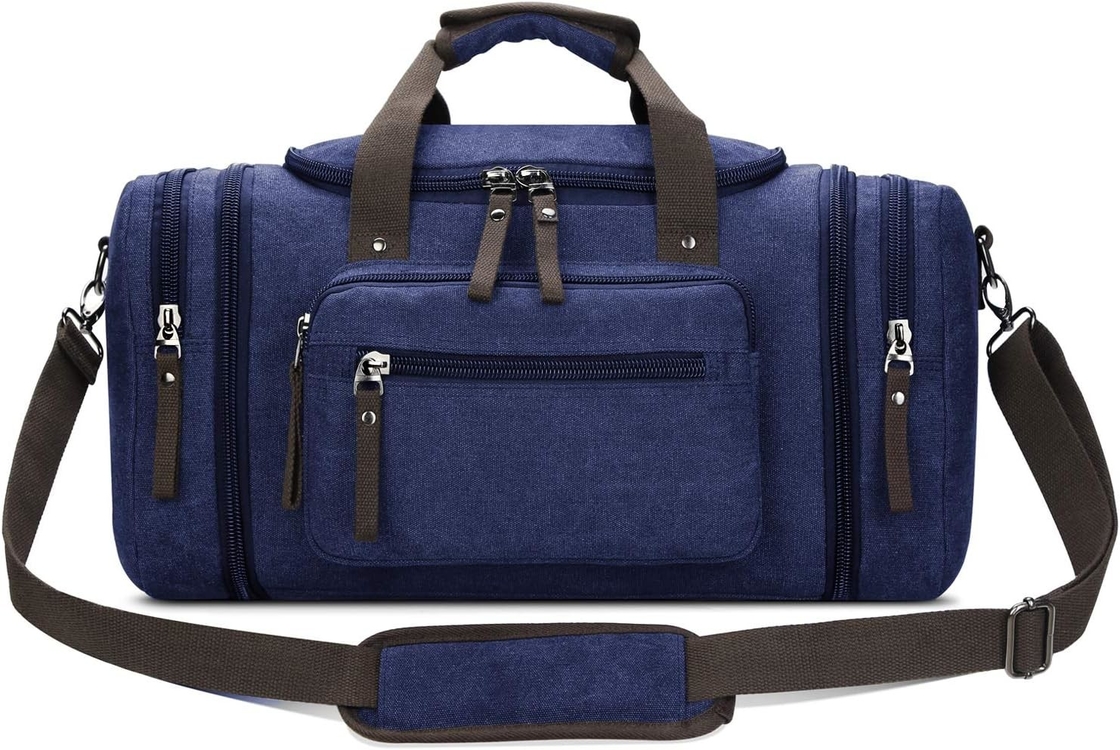 Bolso de semana azul de lienzo duradero Bolso de deportes gimnasio de yoga bolso de mensajería con mango