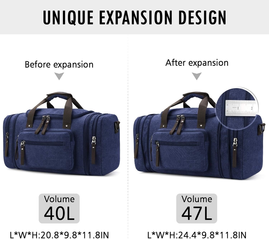 Bolso de semana azul de lienzo duradero Bolso de deportes gimnasio de yoga bolso de mensajería con mango
