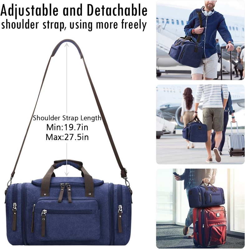 Bolso de semana azul de lienzo duradero Bolso de deportes gimnasio de yoga bolso de mensajería con mango