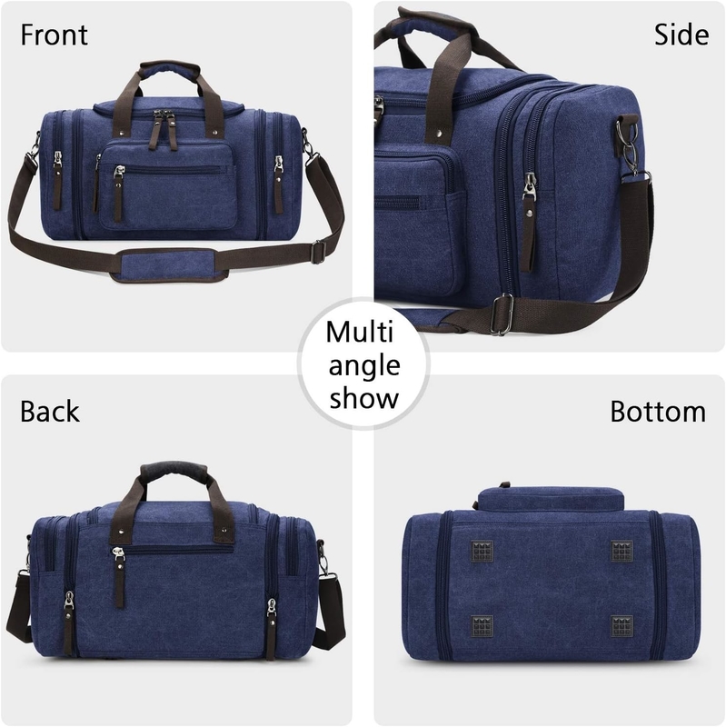 Bolso de semana azul de lienzo duradero Bolso de deportes gimnasio de yoga bolso de mensajería con mango