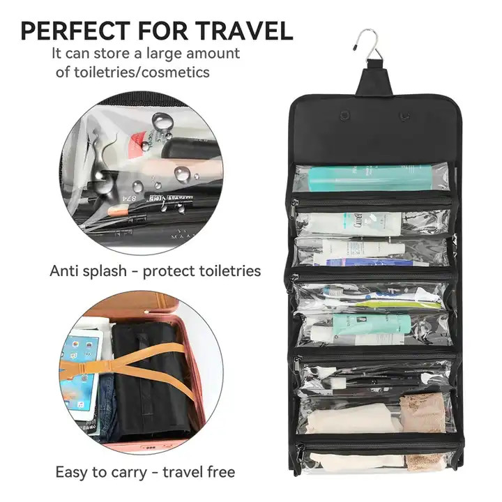 Elegante bolsa de lavado colgante de PVC de 28*13,5*13,5 cm para el baño masculino