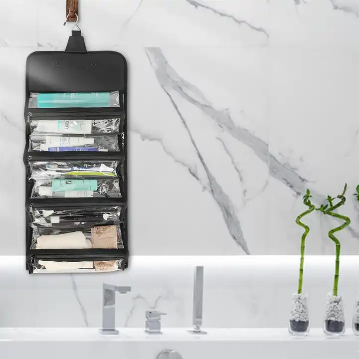 Elegante bolsa de lavado colgante de PVC de 28*13,5*13,5 cm para el baño masculino