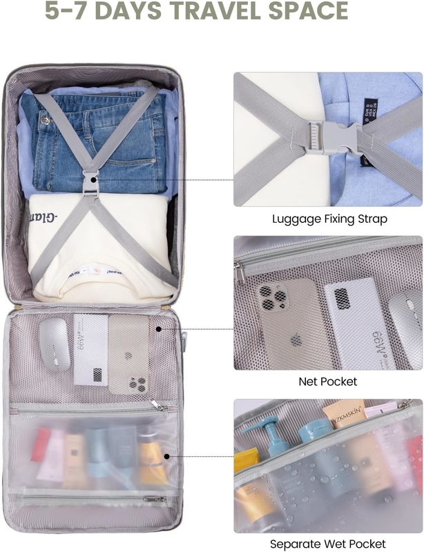 TSA artículo personal 40L impermeable de gran porte en la aerolínea Bolso de viaje aprobado con 3 cubos de embalaje