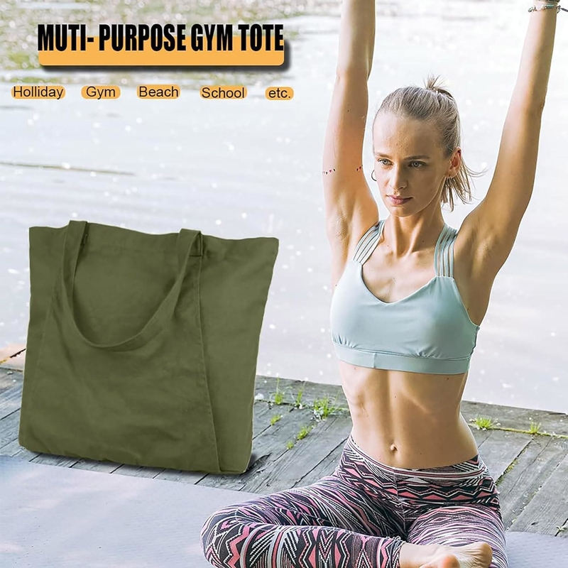 Bolsas deportivas de algodón de color verde grandes y duraderas bolsas personalizadas con zapatos bolsillo de compartimiento