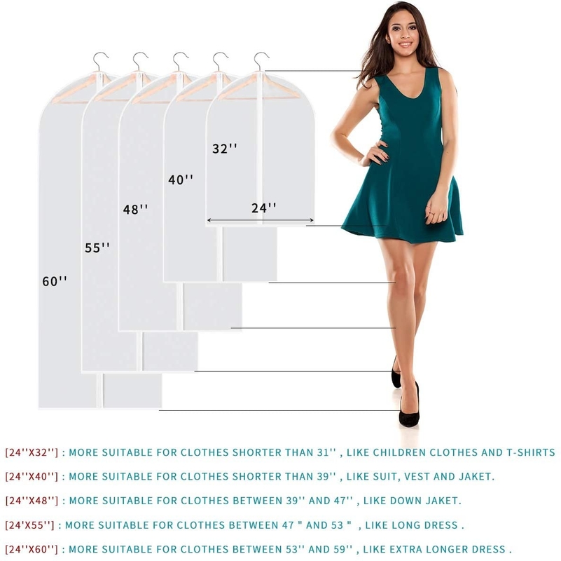 Pvc transparente colgante bolso de viaje de prendas de vestir personalizado para vestidos largos Ropa con cremallera completa
