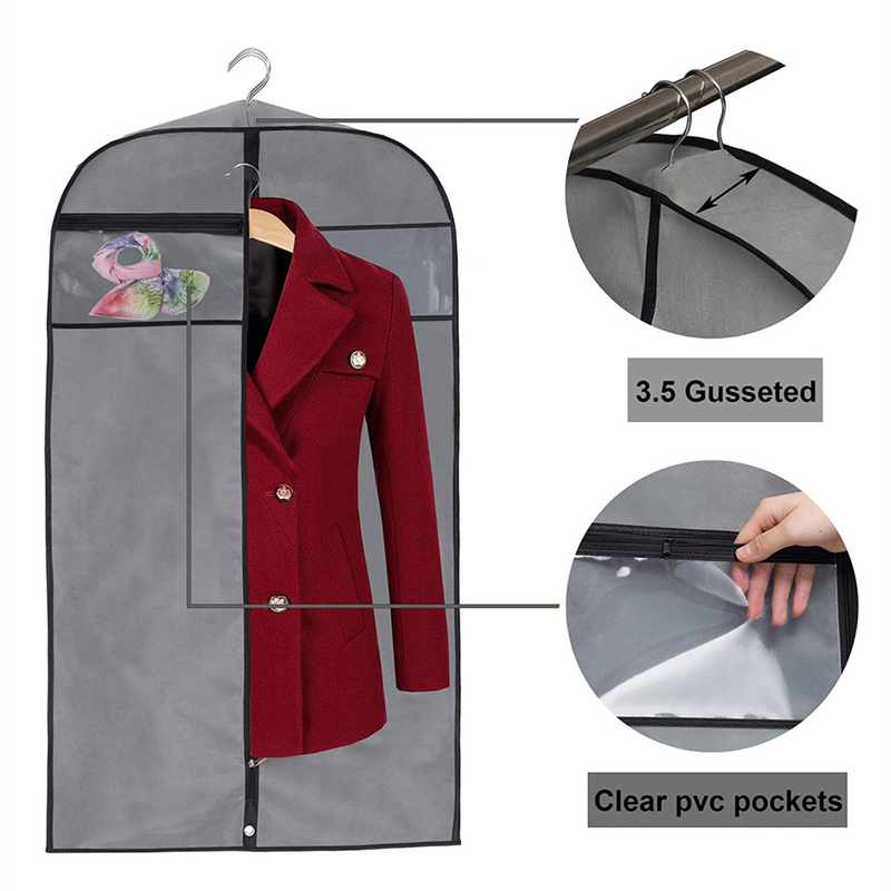 Tejido Ligero Bolsa de viaje de ropa personalizada para trajes Protector con cremallera colgante 24x32