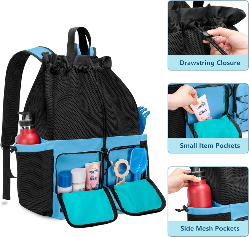 Larga de cuerda de tracción impermeable playa Gimnasio de natación Piscina de deportes malla bolso de viaje personalizado para hombres y mujeres