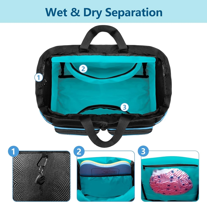 Larga de cuerda de tracción impermeable playa Gimnasio de natación Piscina de deportes malla bolso de viaje personalizado para hombres y mujeres