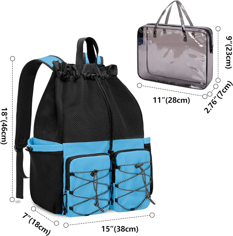 Larga de cuerda de tracción impermeable playa Gimnasio de natación Piscina de deportes malla bolso de viaje personalizado para hombres y mujeres