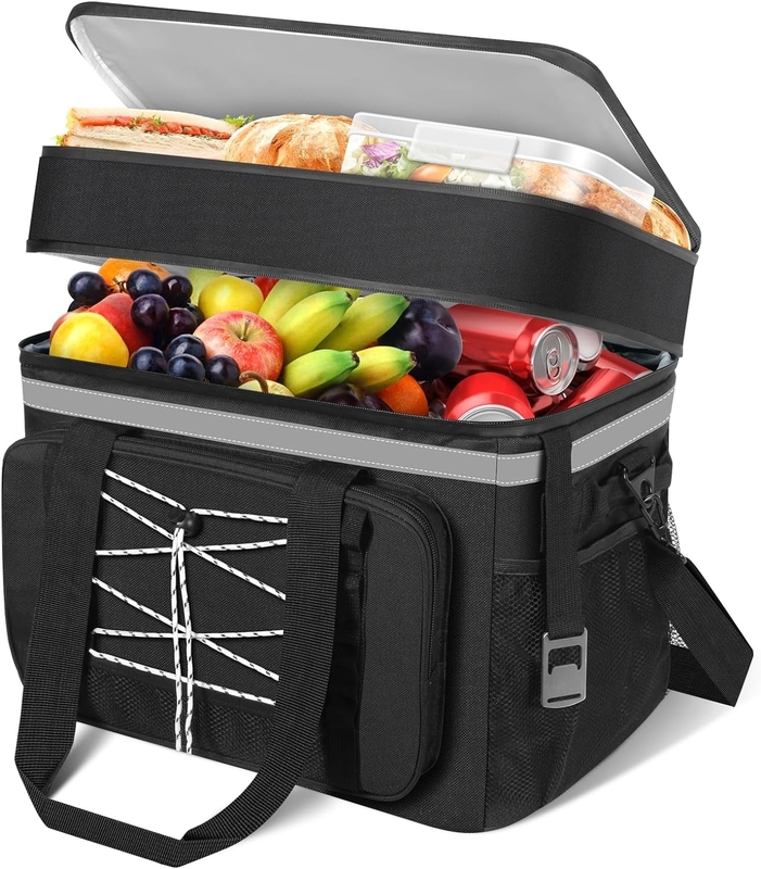 40L bolso portátil aislado y resistente al agua de refrigerador compartimientos dobles para campamento en la playa picnic