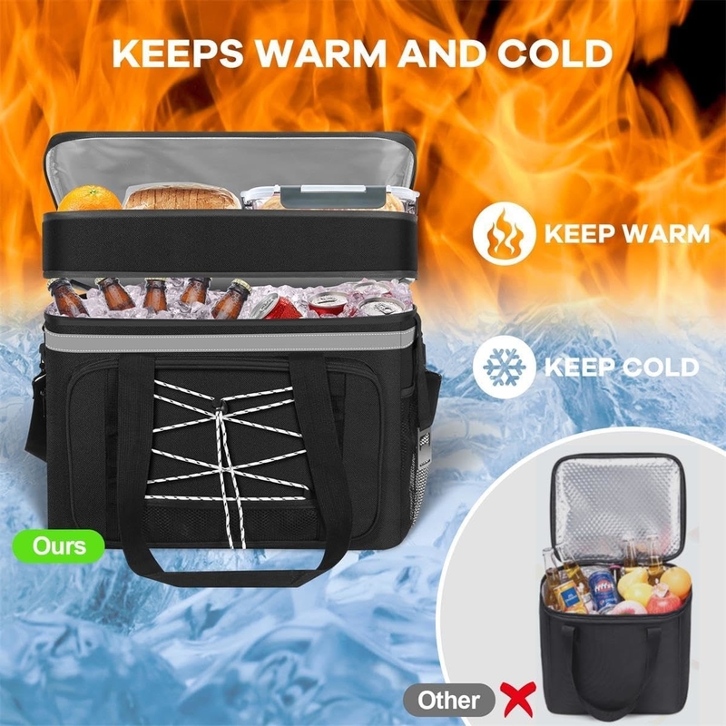 40L bolso portátil aislado y resistente al agua de refrigerador compartimientos dobles para campamento en la playa picnic