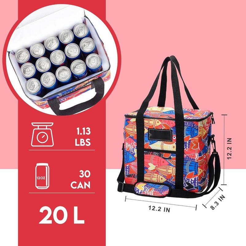 Bolsa portátil plegable aislada, refrescante, impermeable, ligera, grande y suave, con cinturón de hombro acolchado