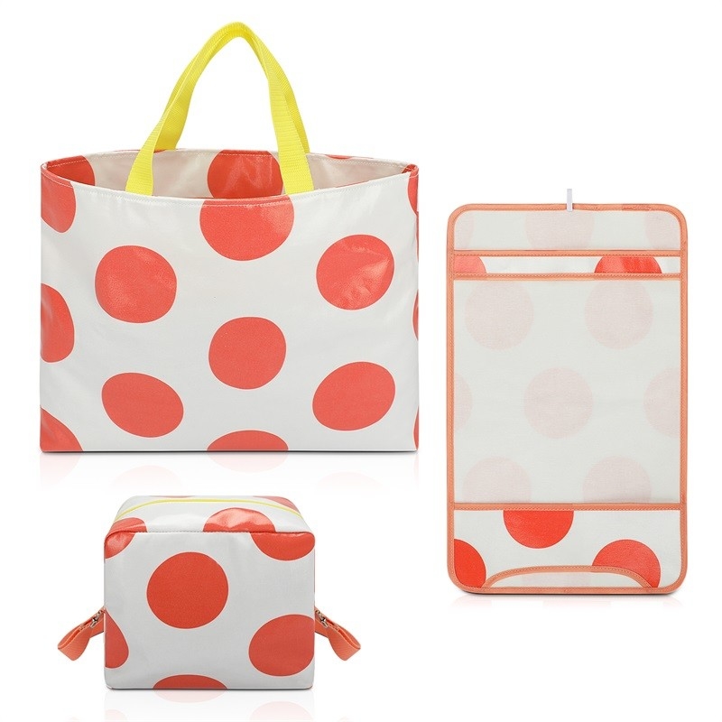 Bolso de compras de lona plegable Bolso de compras grande 3 bolsos bolsos carteras billeteras 15.5X12.5 