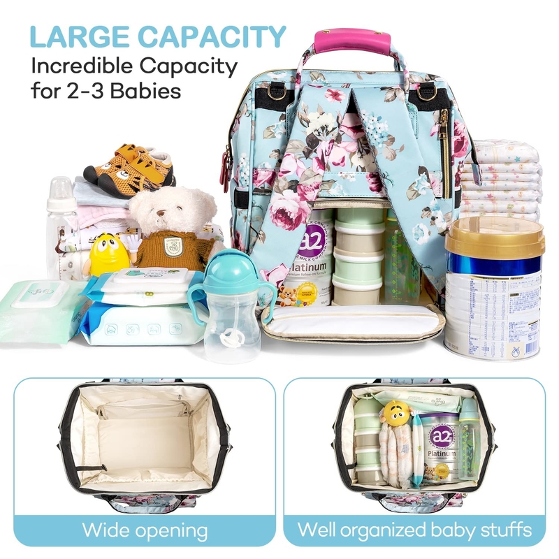Bolso de pañales de viaje de gran capacidad resistente al agua para mamá y papá