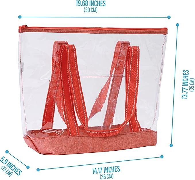 Bolsas de compras personalizadas de 14 pulgadas con logotipo de PVC transparente Bolsa de toque Estadio Piscina al aire libre