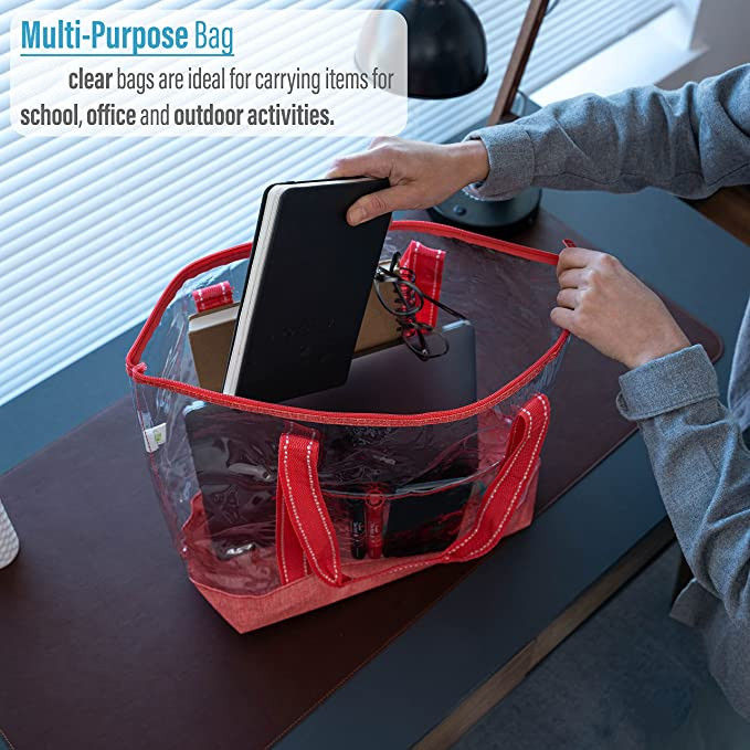 Bolsas de compras personalizadas de 14 pulgadas con logotipo de PVC transparente Bolsa de toque Estadio Piscina al aire libre