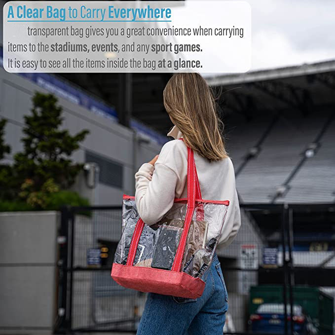 Bolsas de compras personalizadas de 14 pulgadas con logotipo de PVC transparente Bolsa de toque Estadio Piscina al aire libre