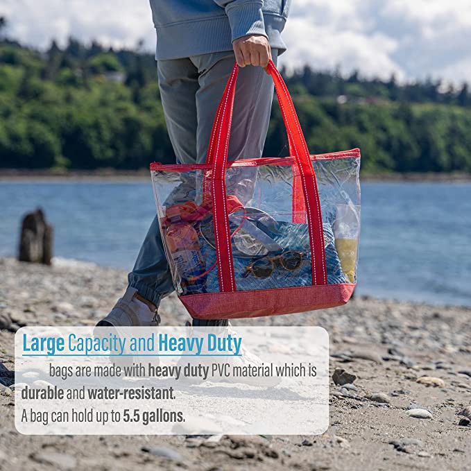 Bolsas de compras personalizadas de 14 pulgadas con logotipo de PVC transparente Bolsa de toque Estadio Piscina al aire libre